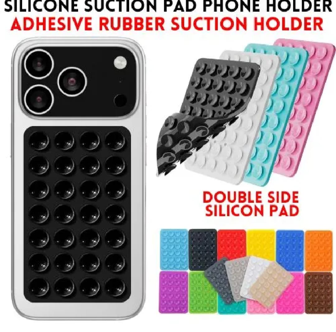 Double Side Silicone Suction Pad Phone Holder – Self-Adhesive Square Rubber Grip Pad for All Mobiles & Tablets ~ Pack of 4