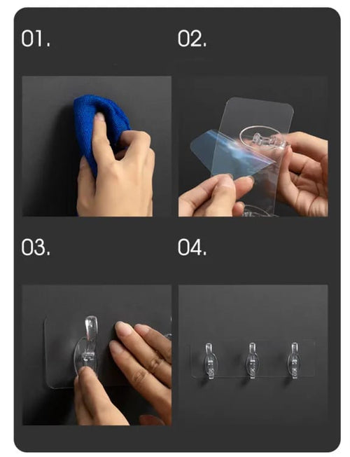 6 Row Transparent Wall Hooks