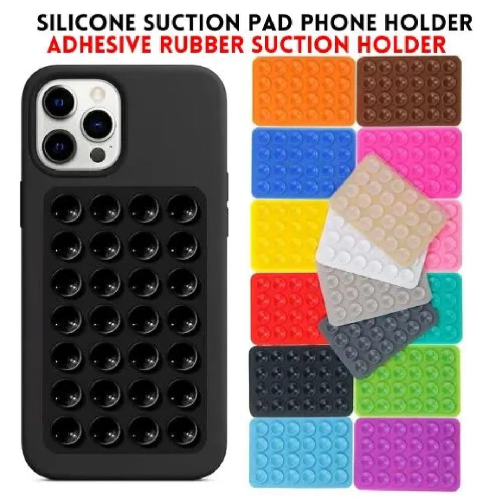 Double Side Silicone Suction Pad Phone Holder – Self-Adhesive Square Rubber Grip Pad for All Mobiles & Tablets ~ Pack of 4