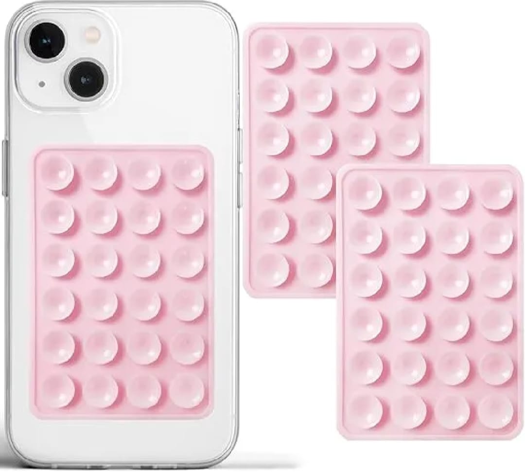 Double Side Silicone Suction Pad Phone Holder – Self-Adhesive Square Rubber Grip Pad for All Mobiles & Tablets ~ Pack of 4