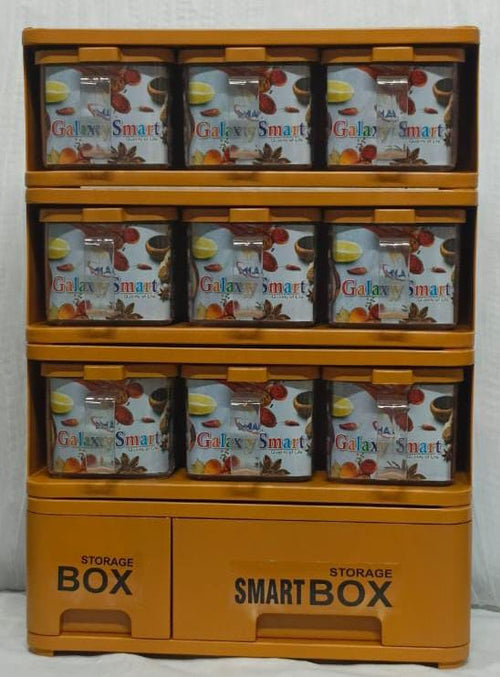 masala box 9 pcs golden and silver colour